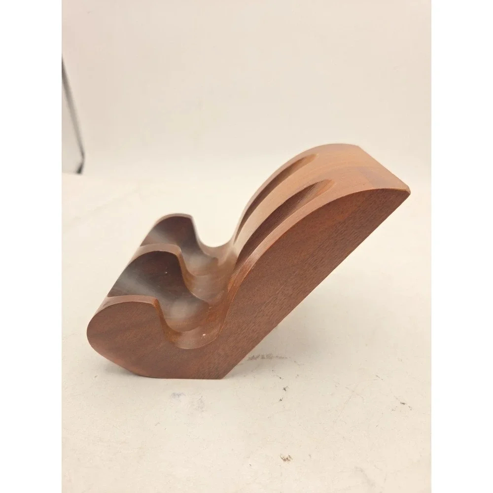Vintage Decatur Industries Solid Walnut 2 Pipe Stand | Genuine Walnut Tobacciana